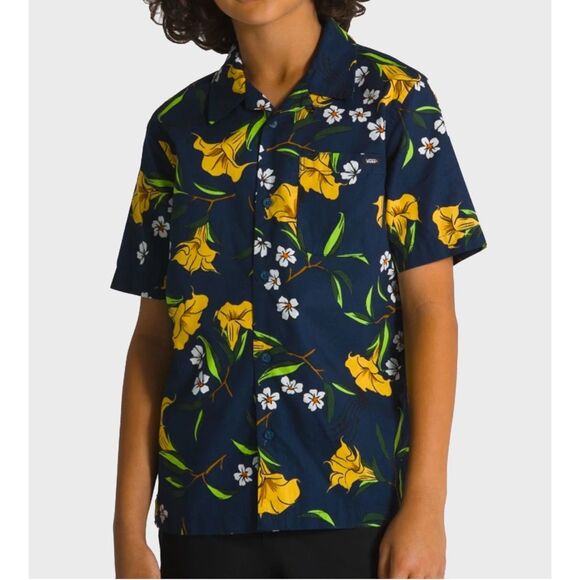 Vans Thompson Surfer Short Sleeve Down Floral Print Button Down Boys L - Picture 1 of 7